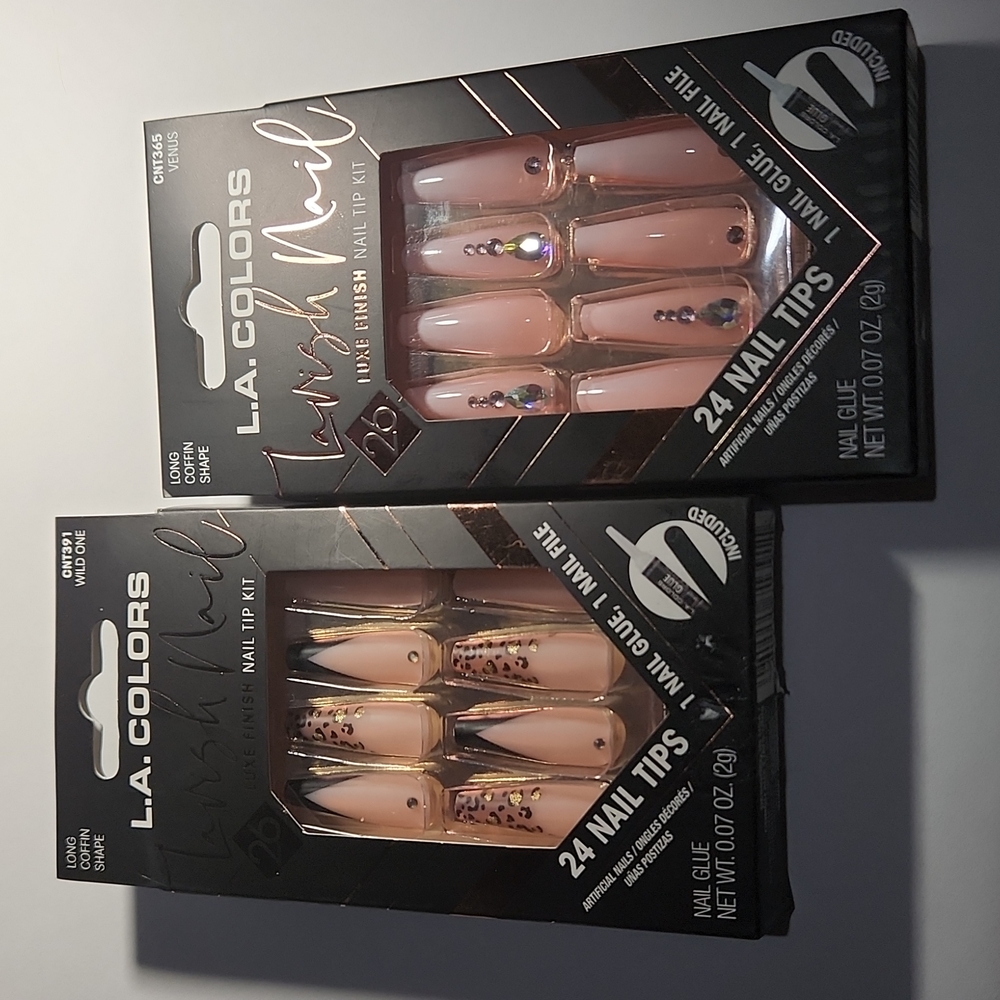 LA Colors Nail Tip Kits (2) Venus & Wild One Bling Nails